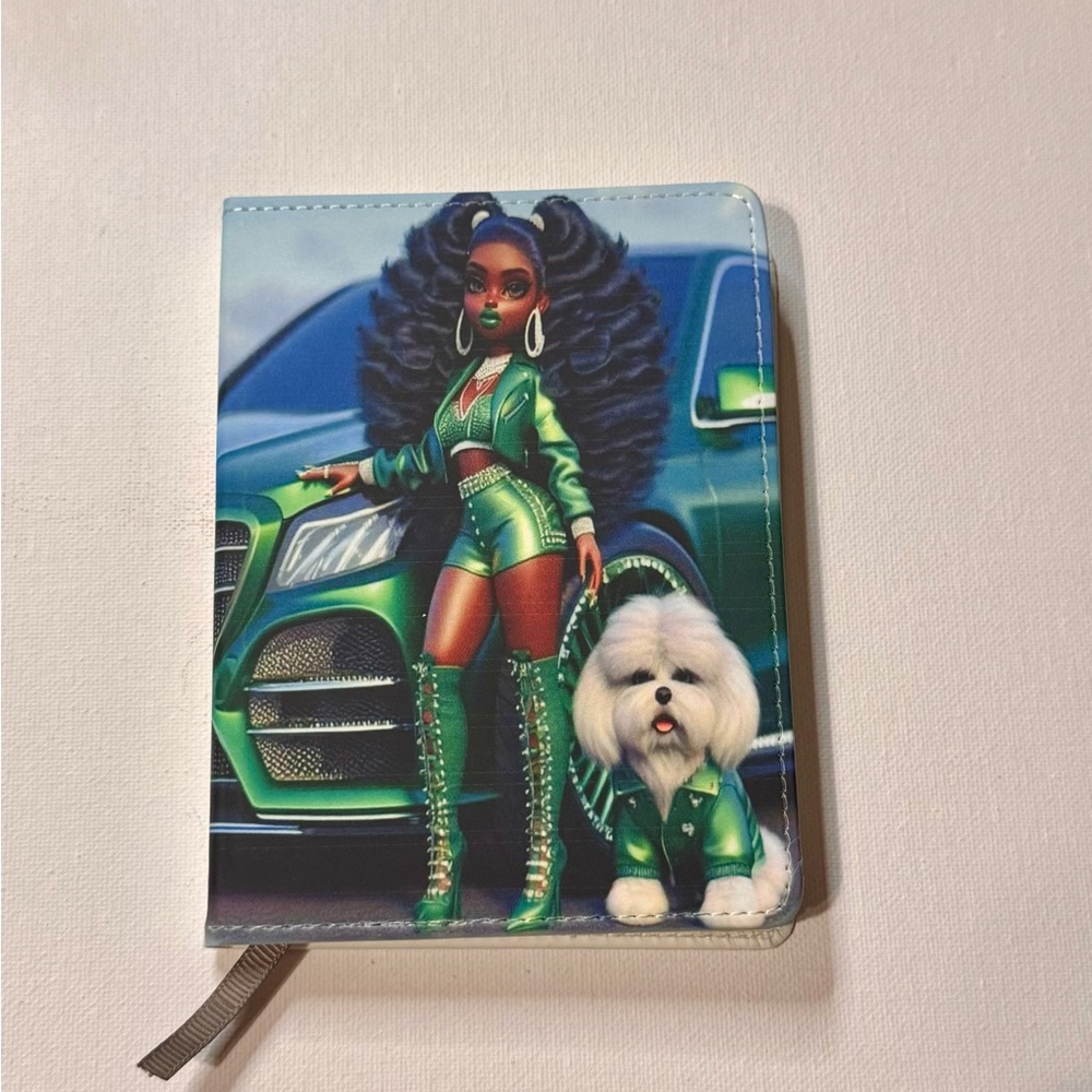 Stylish Green Mini Notebook with Fashion Illustration